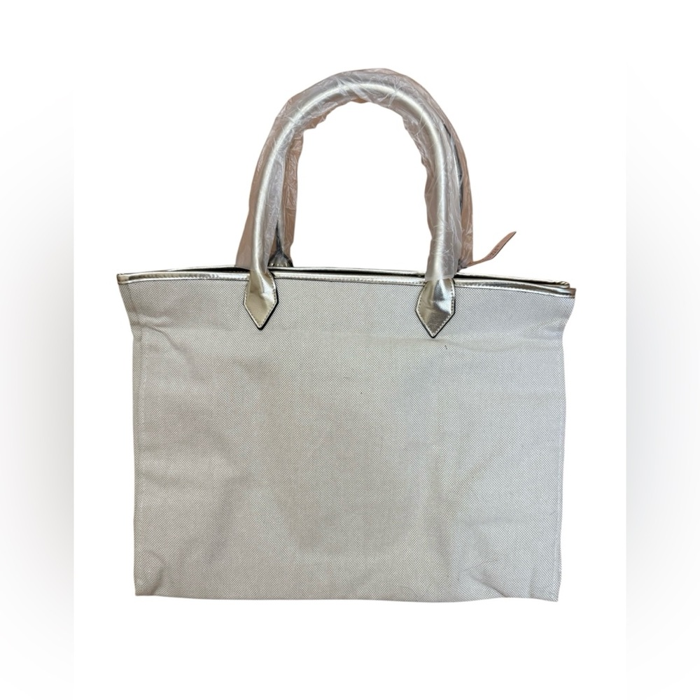 Victoria's Secret Beige Tote with Gold Handles - Picture 3 of 4